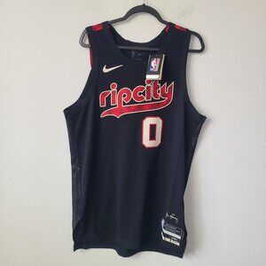 Nike NBA Trailblazers Damian Lillard City Edition Jersey DX8774-010 Size 48 L Bl